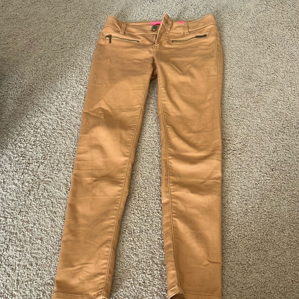 Copper colored slim fit pants